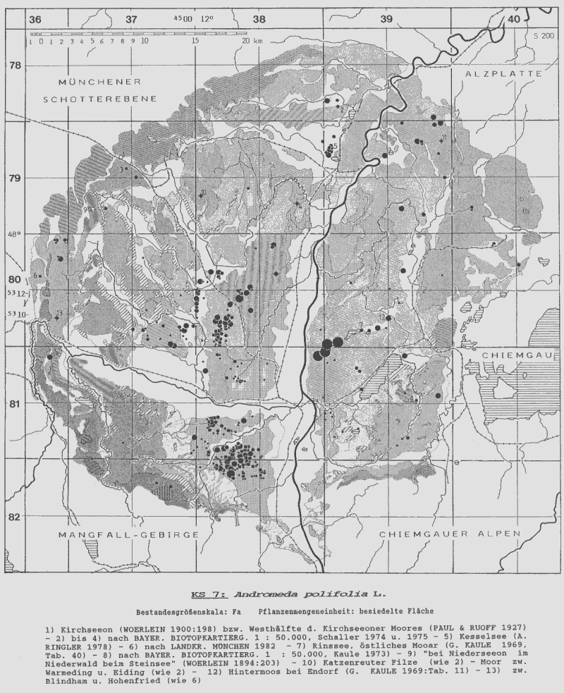 Andromeda polifolia - Bestandes-Übersichtskarte Voralpines Inn-Hügelland